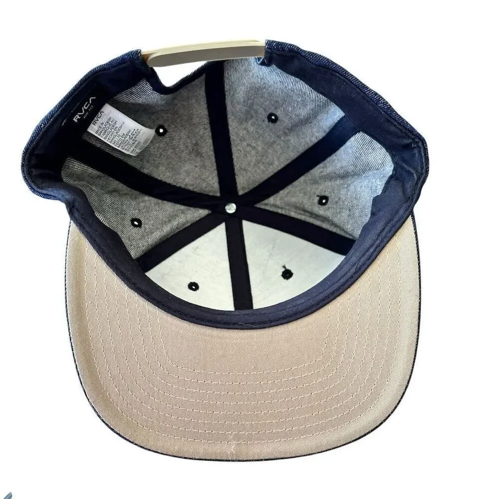 RVCA Men's Denim Blue Snapback Hat Adjustable Mid Fit‎ Casual Cap